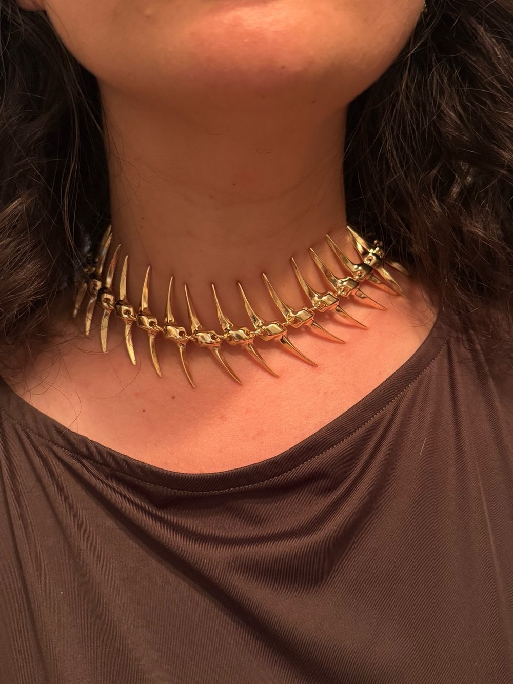Gold Spine-Back Statement Necklace - Picture 6 of 6